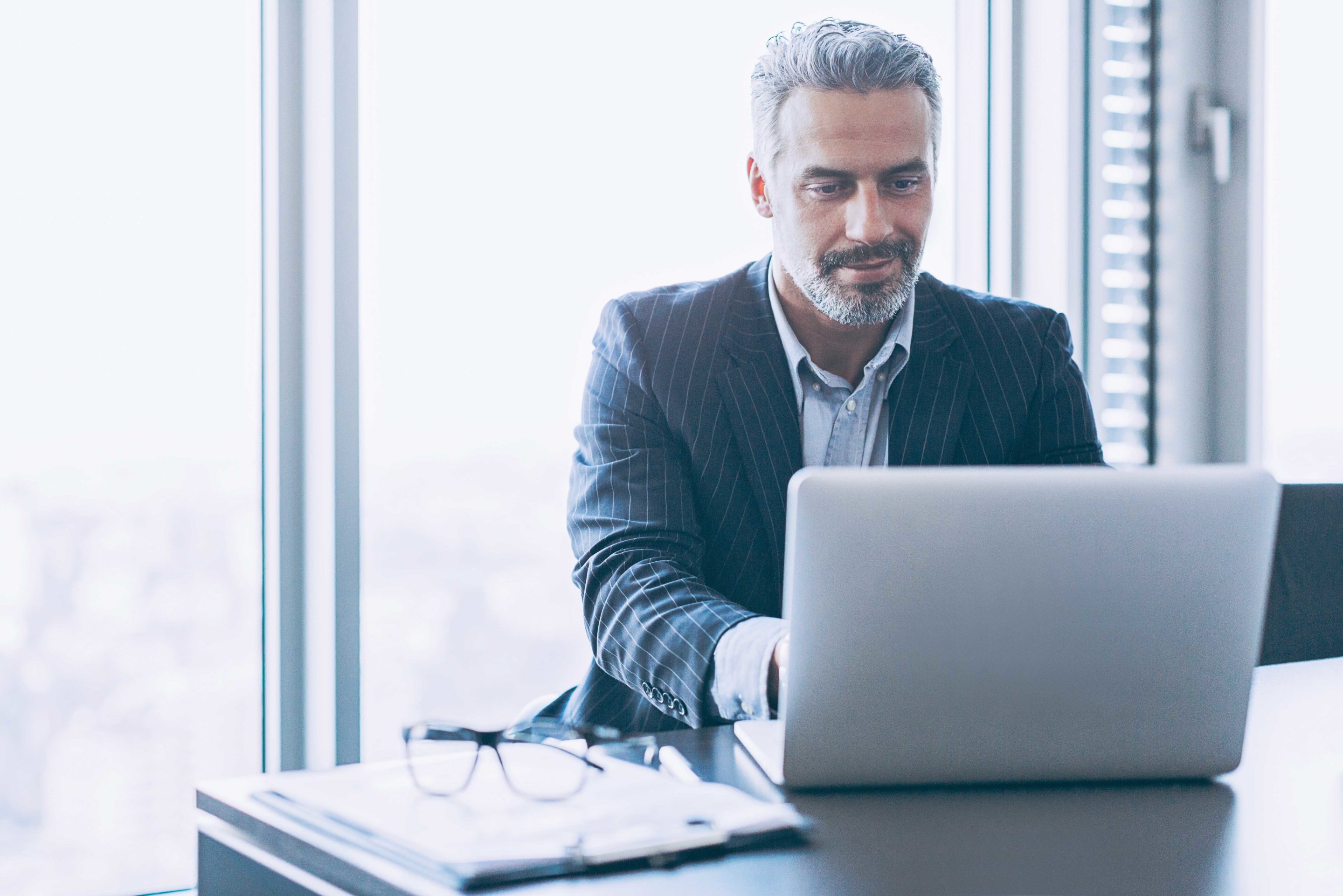 business man working on laptop