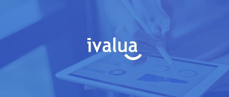 Ivalua logo over decorative background