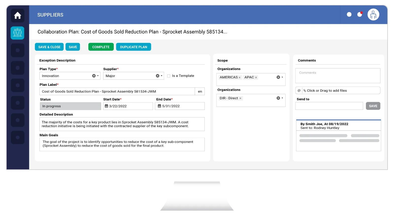 Supplier Management - Collaboration Plan: Cost of Goods